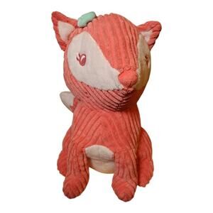 Large Pink Corduroy Fox Plush 18” Stuffed Animal Embroidered Face No Tag